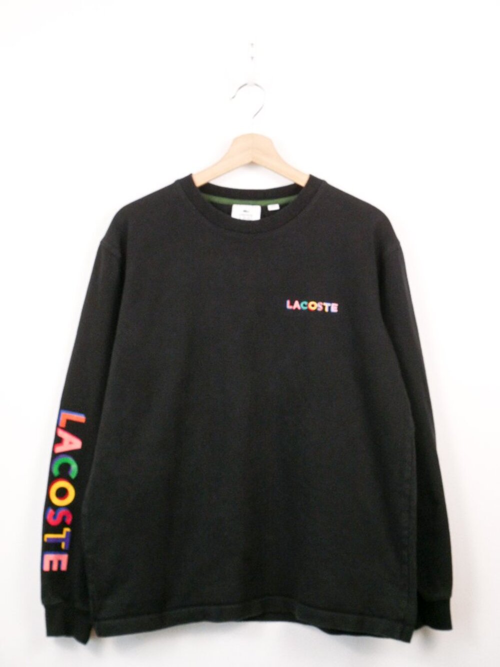 acoste L!VE Black Multicolor Logo Sleeve Lightweight Sweatshirt